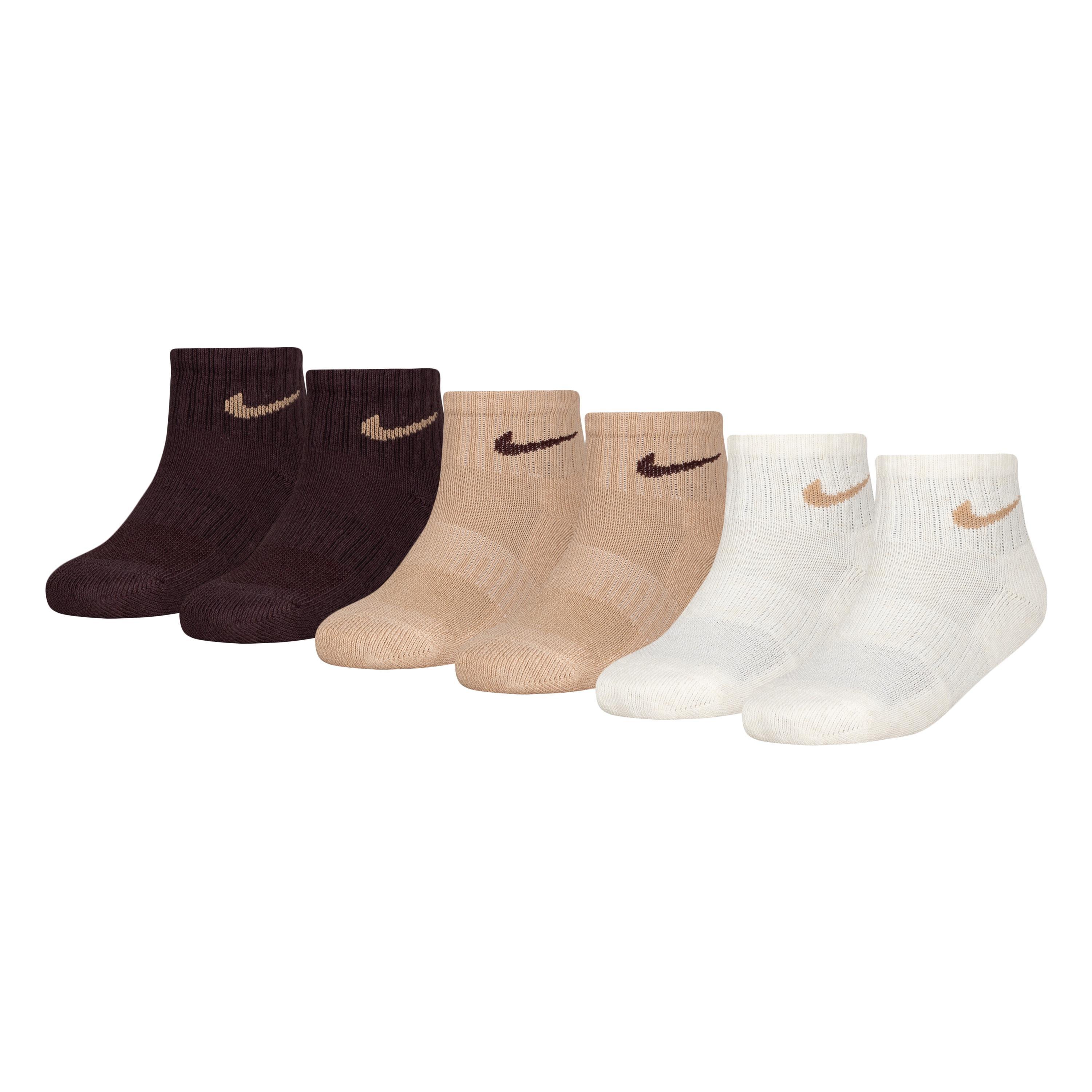 Nike Big Kids' 6-Pack Quarter Length Socks - Brown